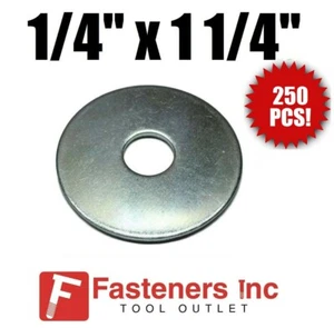 (QTY 250 PCS) 1/4" X 1 1/4" Zinc Plated Fender Washers - Picture 1 of 2