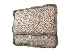 J Queen New York Luxembourg  Set Of Two King Damask Pillow Shams Taupe Ruffled - Picture 1 of 4