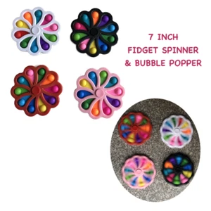 7 INCH FLOWER FIDGET & BUBBLE POP RAINBOW TOY SILICONE STRESS RELIEVER - Picture 1 of 1