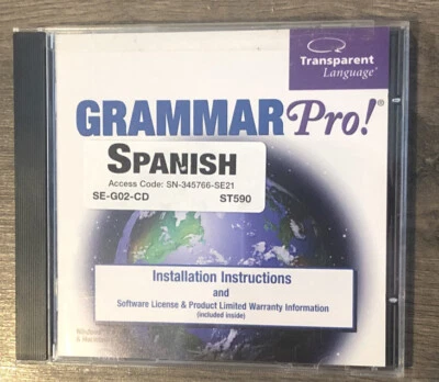 Transparent Grammar Pro Spanish Installation Instructions CD ROM Windows/MAC - Image 1 of 2
