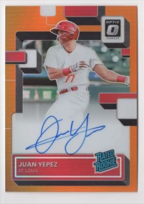 2022 DONRUSS OPTIC RATED ROOKIE AUTO ORANGE /100 Juan Yepez St. Louis Cardinals - Image 1 of 2