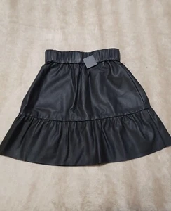 Club Monaco Women's Black Faux-Leather Circle Mini Skirt Size00 Elastic Waist - Picture 1 of 6