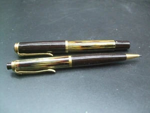 Pelikan Kolbenfüller m. 585 Goldfeder + Druckbleistift, Schildpatt braune Kappe - Bild 1 von 10