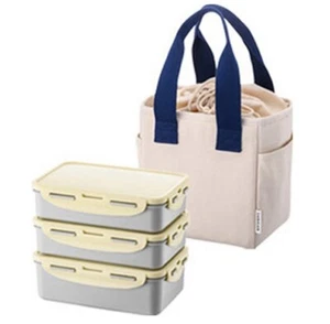 Lock & Lock Daily Cotton Dosilock BPA Free 3 Layers Lunch Box Bag Set - Picture 1 of 9