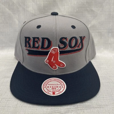 Mitchell & Ness Boston Red Sox Away Coop 2 Tone Adjustable Snapback Hat Cap - Image 1 of 4