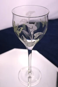Vintage Givenchy Chateau Crystal Wine Glass (es) Etch Flower Butterflies Signed - Picture 1 of 56