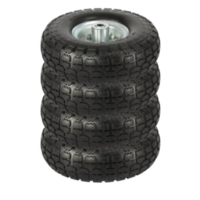 Set 4 Ruote per Carrello Pneumatiche in Gomma Piena Carriola da Giardino Sacco - Immagine 1 di 4