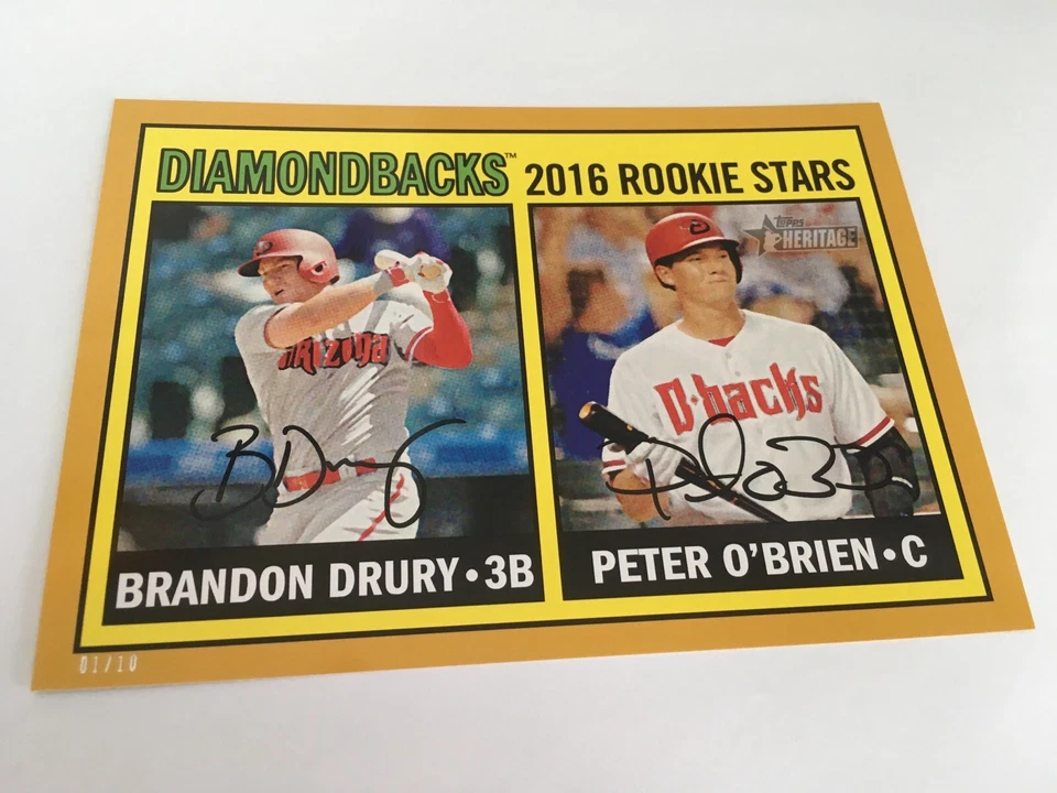 2016 Topps Heritage Jumbo 5x7 Peter O'Brien Brandon Drury DBacks RC 162 01/10 - Image 1 of 1