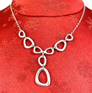 Collar de cadena de plata con marca SAO eslabones colgantes finos estilo arte moderno colgante - Imagen 1 de 8