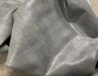 Gray Shimmering Suede Printed Houndstooth Leather Calf Hides,  TOWN91 .20 sq ft - Image 1 of 2