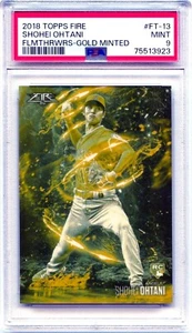 Shohei Ohtani FLAMETHROWERS Gold Minted! PSA 9 Mint! 2018 Topps Fire #FT-13 RC - Picture 1 of 6