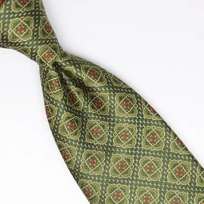 Corbata de seda Josiah France para hombre verde naranja tonal mosaico tejido corbata Italia Foto 1 de 4