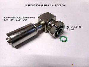 A/C Beadlock Fitting,'SHORT DROP' FEMALE O Ring, 90 Degree #6 35R1321SD REDUCED - Picture 1 of 1