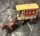 Antique Original Cast Iron Horse And ICE Wagon Oklahoma Importing Co W/ Driver