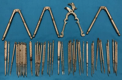 4 Vintage Metal NUT/SEAFOOD CRACKERS with 40  Assorted Flat and Round  PICKS - Image 1 of 3