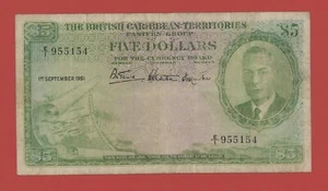 BRITISH CARIBBEAN TERRITORIES 5 DOLLARS 1951 PICK # 3 FINE+. - Imagen 1 de 2