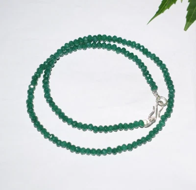 Collana In Argento Sterling 925 Con Gemma Verde Tinta Fatta A Mano Da 40" - Immagine 1 di 4
