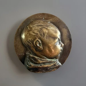 Antique Bronze Medallion of Child in Profile By Julio Kilenyi, Early 20th C - Picture 1 of 4