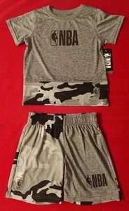 NEW NBA Gray & Black Camoflage Shorts & T-Shirt Set Toddler Size 4 - Picture 1 of 4