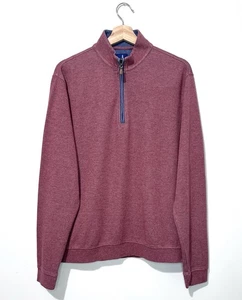 Johnnie O Sully Mens Pullover M Cotton Blend Heather Red High Neck 1/4 Zip Logo - Picture 1 of 11