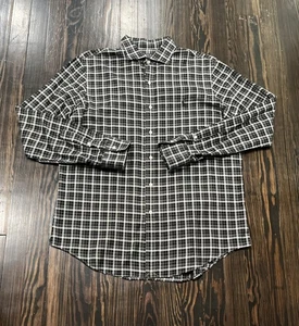 Camisa Polo Ralph Lauren Abotonada Para Hombre Grande A Cuadros Negro Blanco Algodón - Imagen 1 de 4