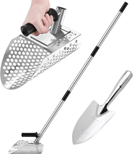 Paletta per sabbia con manico lungo, paletta per sabbia metal detector con manico lungo, macchie... - Foto 1 di 7