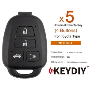 5x KEYDIY KD B35-4 Universal Remote Key B Series 4 Buttons for Toyota for KD-X2 - Picture 1 of 7
