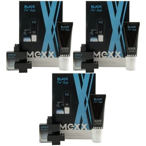 Mexx Set de Cadeau Noir pour Lui 3 Ensembles = 3 X 30ml EDT Spray + 50ml Douche - Picture 1 of 3