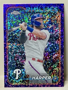 2024 Topps Chrome Bryce Harper Purple Speckle Refractor /299 #62 Phillies - Picture 1 of 3