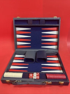 Vintage Backgammon Briefcase Set Game Folding Carry Case - Image 1 of 4