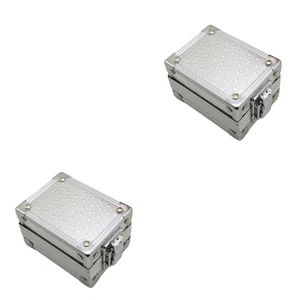 Caja Contenedor Reloj Aluminio 2 Piezas con Cerradura Reloj Almacenamiento Estuche Plateado - Imagen 1 de 12