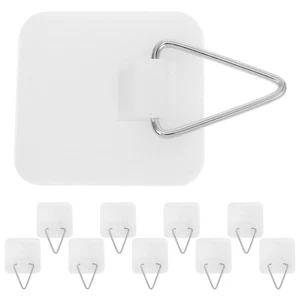 10 Stück Wandbehang Bilderrahmen Klebehaken kleine Platte Aufhänger Halter - Bild 1 von 12
