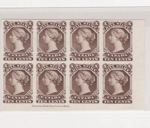 KANADA #FB27B Probe Farbplatte Proof BRAUN 8er Block Klappdrucker Aufdruck - Bild 1 von 4
