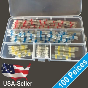 100pcs 4 Size Solder Sleeve Seal Heat Shrink Butt Connector Wire Splice Terminal - Picture 1 of 9