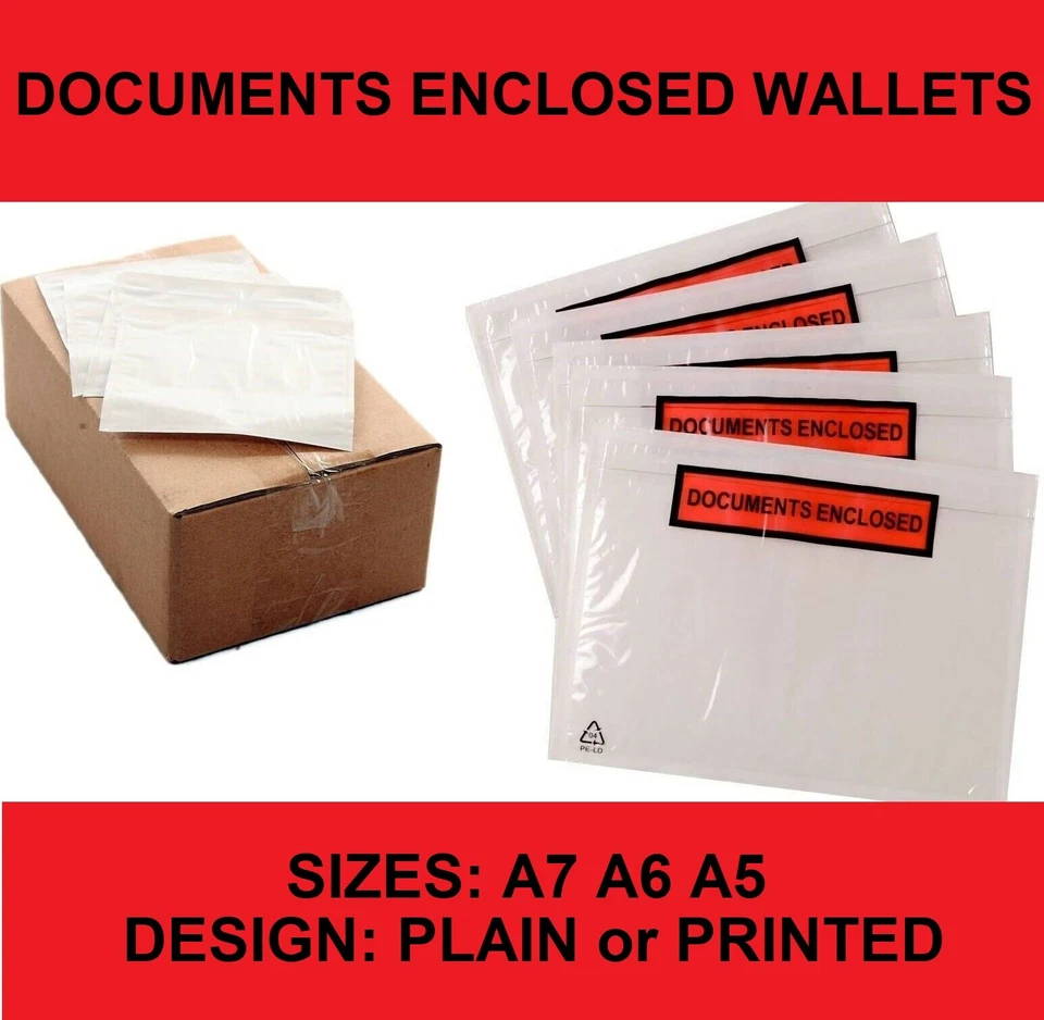 Document Enclosed Wallet Pouches Plain/Printed All sizes  - Image 1 of 3