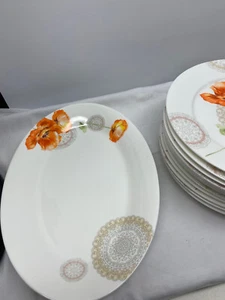 LA VIE SPEISEGESCHIRR 12 PERSONEN PORZELLAN WEISS + BLUMEN + SPÜLMASCHINENFES - Bild 1 von 11