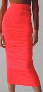 WOW! New Tags Alex Perry "Regan" ruched midi skirt "Strawberry sz 4 US 0 $900 - Picture 1 of 2