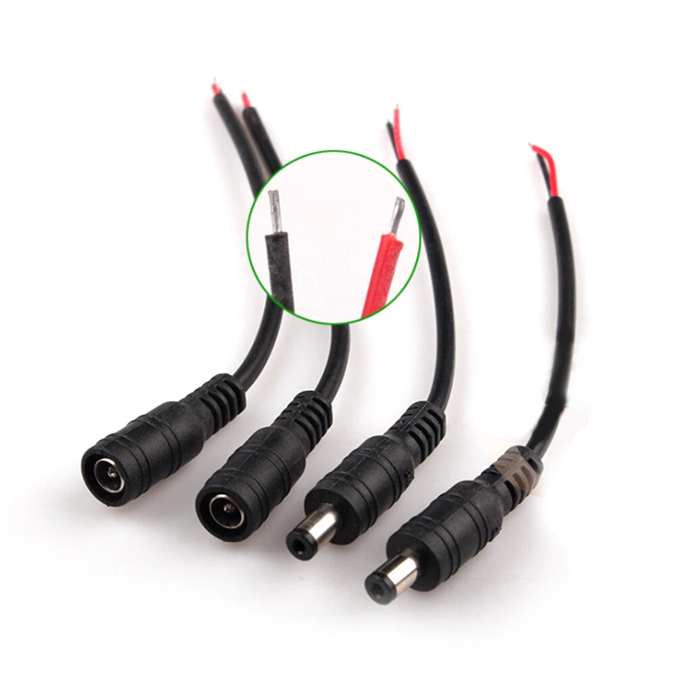 10Pcs 5.5x2.1 Plug DC male/Female Cable Wire Connector For 3528 5050 LED Strip - Image 1 of 4