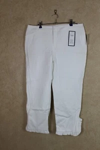 Charter Club New Women Newport Slim Crop Slimming White Pants Ruffle Ankle B12C3 - Picture 1 of 4