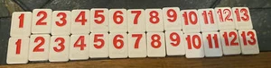 Pressman Rummikub Large Numbers Replacement Pieces 2009 Red Number Tiles x 26 - Picture 1 of 6
