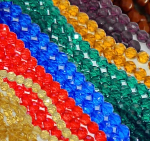 24 Beads Firepolish Faceted Round Czech Glass Loose Strung Beads 8mm U-Pick - Picture 1 of 17