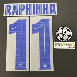 Raphinha #11 Barcelona 24/25 Away Name & Number- UCL Font & Patches - Picture 1 of 5
