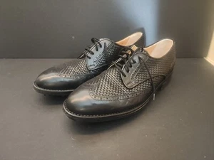 Walter Genuin Hand Made Italian Black Oxford Golf Shoes Size 11 - Picture 1 of 12