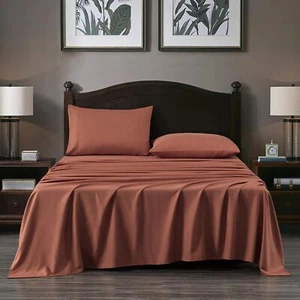 4-teiliges Terrakotta Laken Set Queen Size - 110GSM Pfirsichhaut Gebürstet Mikrofaser... - Bild 1 von 9