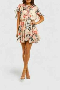 LOVER Painterly Floral Mini Dress in Bone Races Cocktail Size 6 AU RRP 495.00 - Picture 1 of 3