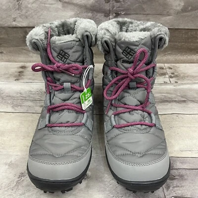 Botas de neve Columbia meninas acolchoadas impermeáveis inverno juventude EUA 7 cinza leve - Imagem 1 de 4