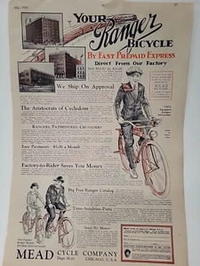 Mead Cycle Company Ranger Bicycle 1924 Print Ad American Boy Orange Factory - Picture 1 of 3