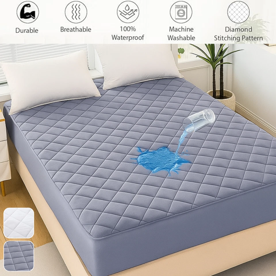 Quilted Waterproof Mattress Topper Deep Fitted Mattress Pad Protector Bed Cover - Image 1 of 1