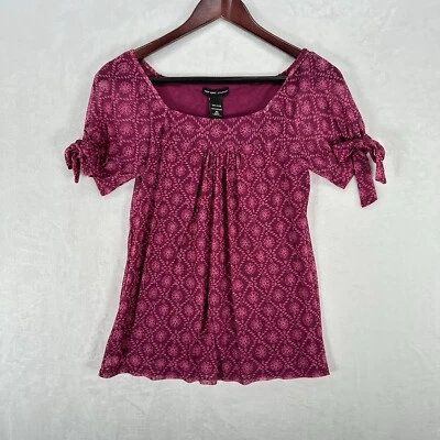 Blusa vintage NY Co Top para mujer XS púrpura rosa malla floral hada Y2K país Foto 1 de 4