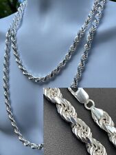 Heavy 8mm Men's Rope Chain Real Solid 925 Sterling Silver Necklace 18"-30" ITALY
